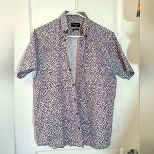 BRUUN & STENGADE  Black, White multi Colored Floral Casual Button Down Shirt